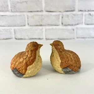 Vintage UC CTI Japan Ceramic Quail Partners Miniature Figurines (2)